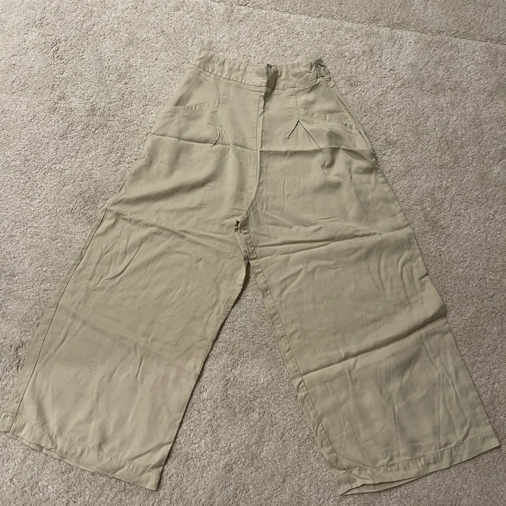 Zara high wasted wide leg cropped pants trousers size Small